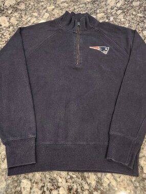 New England Patriots OTS Men's 1/4 Zip Pullover Medium Mock Neck Navy EUC